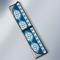 Bula Fiji Vintage Tapa Auto Sun Shade Kaivity Masi Wave Motifs - Turquoise