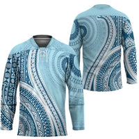 Bula Fiji Vintage Tapa Hockey Jersey Kaivity Masi Wave Motifs - Turquoise