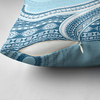 Bula Fiji Vintage Tapa Pillow Cover Kaivity Masi Wave Motifs - Turquoise