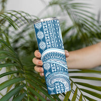 Bula Fiji Vintage Tapa Skinny Tumbler Kaivity Masi Wave Motifs - Turquoise