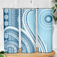 Bula Fiji Vintage Tapa Skinny Tumbler Kaivity Masi Wave Motifs - Turquoise
