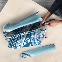 Bula Fiji Vintage Tapa Umbrella Kaivity Masi Wave Motifs - Turquoise