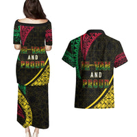Personalised Vanuatu Couples Matching Puletasi Dress and Hawaiian Shirt Melanesian Sand Drawing Mixed - Ni Van and Proud LT7 - Polynesian Pride