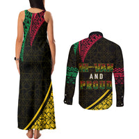 Personalised Vanuatu Couples Matching Tank Maxi Dress and Long Sleeve Button Shirts Melanesian Sand Drawing Mixed - Ni Van and Proud LT7 - Polynesian Pride