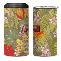 Mahalo Hawaii - Ka Pule a ka Haku 4 in 1 Can Cooler Tumbler Tropical Flowers LT7 One Size: 16 oz Coral Pink - Polynesian Pride