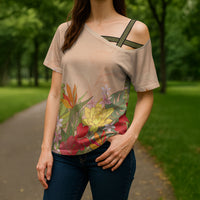 Mahalo Hawaii - Ka Pule a ka Haku Cross Shoulder Shirt Tropical Flowers LT7 - Polynesian Pride