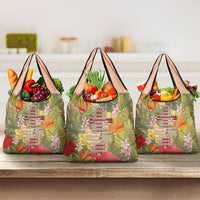 Mahalo Hawaii - Ka Pule a ka Haku Grocery Bag Tropical Flowers LT7 3-pack One Size Coral Pink - Polynesian Pride