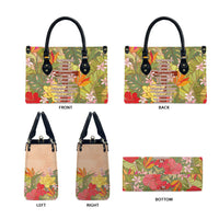Mahalo Hawaii - Ka Pule a ka Haku Leather Bag Tropical Flowers LT7 - Polynesian Pride