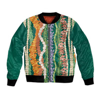 Mahalo Hawaii - Ka Pule a ka Haku Bomber Jacket Mixed Lei LT7 Unisex Sage Green - Polynesian Pride