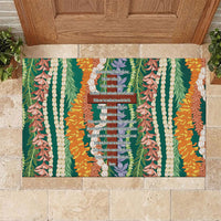 Mahalo Hawaii - Ka Pule a ka Haku Rubber Doormat Mixed Lei LT7 Sage Green - Polynesian Pride