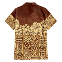 Niue Hiapo Motif Family Matching Short Sleeve Bodycon Dress and Hawaiian Shirt Tapa Classic LT7 - Polynesian Pride