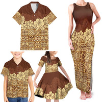 Niue Hiapo Motif Family Matching Tank Maxi Dress and Hawaiian Shirt Tapa Classic LT7 - Polynesian Pride