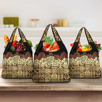 Niue Hiapo Motif Grocery Bag Tapa Classic - Black Ver LT7 3-pack One Size Black - Polynesian Pride
