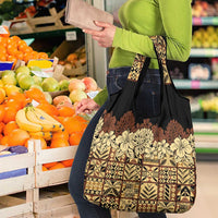 Niue Hiapo Motif Grocery Bag Tapa Classic - Black Ver LT7 - Polynesian Pride