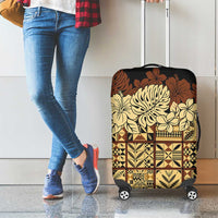 Niue Hiapo Motif Luggage Cover Tapa Classic - Black Ver LT7 - Polynesian Pride