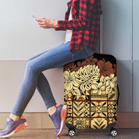 Niue Hiapo Motif Luggage Cover Tapa Classic - Black Ver LT7 - Polynesian Pride