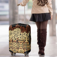 Niue Hiapo Motif Luggage Cover Tapa Classic - Black Ver LT7 - Polynesian Pride