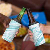 Sharks Couple Dreamy Polynesians Floral Sea 4 in 1 Can Cooler Tumbler Turquoise - Polynesian Pride