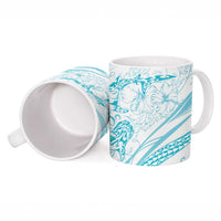 Sharks Couple Dreamy Polynesians Floral Sea Ceramic Mug Turquoise - Polynesian Pride