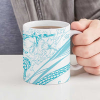 Sharks Couple Dreamy Polynesians Floral Sea Ceramic Mug Turquoise - Polynesian Pride