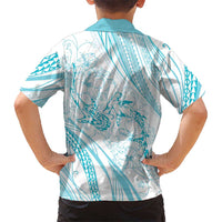 Sharks Couple Dreamy Polynesians Floral Sea Family Matching Summer Maxi Dress and Hawaiian Shirt Turquoise LT7 - Polynesian Pride