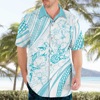 Sharks Couple Dreamy Polynesians Floral Sea Hawaiian Shirt Turquoise - Polynesian Pride