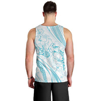 Sharks Couple Dreamy Polynesians Floral Sea Men Tank Top Turquoise - Polynesian Pride
