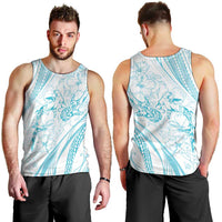 Sharks Couple Dreamy Polynesians Floral Sea Men Tank Top Turquoise - Polynesian Pride