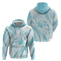 Sharks Couple Dreamy Polynesians Floral Sea Zip Hoodie Turquoise - Polynesian Pride