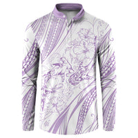 Sharks Couple Dreamy Polynesians Floral Sea Button Sweatshirt Lilac - Polynesian Pride
