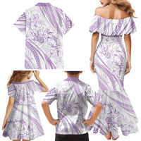 Sharks Couple Dreamy Polynesians Floral Sea Family Matching Mermaid Dress and Hawaiian Shirt Lilac LT7 - Polynesian Pride