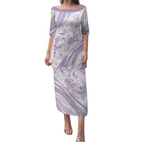 Sharks Couple Dreamy Polynesians Floral Sea Family Matching Puletasi and Hawaiian Shirt Lilac LT7 Mom's Dress Lilac - Polynesian Pride
