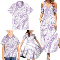 Sharks Couple Dreamy Polynesians Floral Sea Family Matching Summer Maxi Dress and Hawaiian Shirt Lilac LT7 - Polynesian Pride