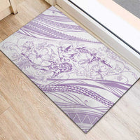 Sharks Couple Dreamy Polynesians Floral Sea Rubber Doormat Lilac - Polynesian Pride