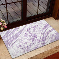 Sharks Couple Dreamy Polynesians Floral Sea Rubber Doormat Lilac - Polynesian Pride