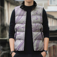 Sharks Couple Dreamy Polynesians Floral Sea Sleeveless Puffer Jacket Lilac - Polynesian Pride