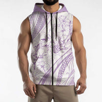 Sharks Couple Dreamy Polynesians Floral Sea Sleeveless Zip Hoodie Lilac - Polynesian Pride