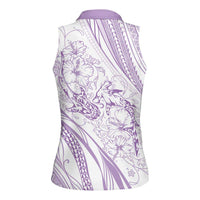Sharks Couple Dreamy Polynesians Floral Sea Women Sleeveless Polo Shirt Lilac - Polynesian Pride
