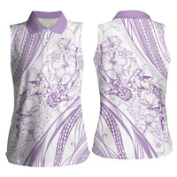 Sharks Couple Dreamy Polynesians Floral Sea Women Sleeveless Polo Shirt Lilac - Polynesian Pride