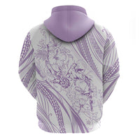 Sharks Couple Dreamy Polynesians Floral Sea Zip Hoodie Lilac - Polynesian Pride