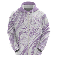 Sharks Couple Dreamy Polynesians Floral Sea Zip Hoodie Lilac - Polynesian Pride