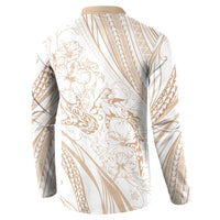 Sharks Couple Dreamy Polynesians Floral Sea Button Sweatshirt Hazel - Polynesian Pride