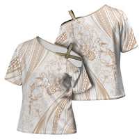 Sharks Couple Dreamy Polynesians Floral Sea Cross Shoulder Shirt Hazel - Polynesian Pride