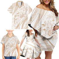 Sharks Couple Dreamy Polynesians Floral Sea Family Matching Off Shoulder Short Dress and Hawaiian Shirt Hazel LT7 - Polynesian Pride