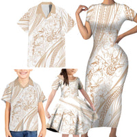 Sharks Couple Dreamy Polynesians Floral Sea Family Matching Short Sleeve Bodycon Dress and Hawaiian Shirt Hazel LT7 - Polynesian Pride