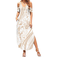 Sharks Couple Dreamy Polynesians Floral Sea Family Matching Summer Maxi Dress and Hawaiian Shirt Hazel LT7 Mom's Dress Hazel - Polynesian Pride