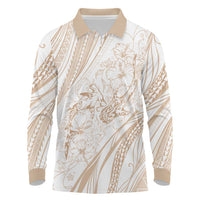 Sharks Couple Dreamy Polynesians Floral Sea Long Sleeve Polo Shirt Hazel - Polynesian Pride