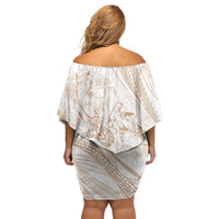 Sharks Couple Dreamy Polynesians Floral Sea Off Shoulder Short Dress Hazel - Polynesian Pride