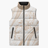 Sharks Couple Dreamy Polynesians Floral Sea Sleeveless Puffer Jacket Hazel - Polynesian Pride