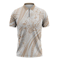 Sharks Couple Dreamy Polynesians Floral Sea Zipper Polo Shirt Hazel - Polynesian Pride